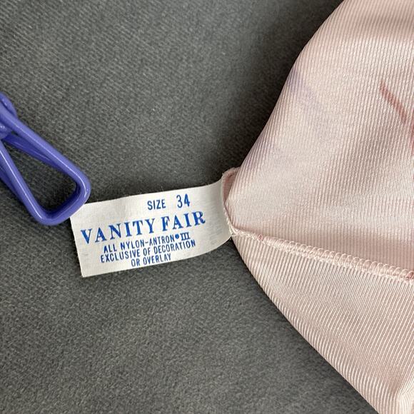 Vintage Vanity Fair Nightgown 34 Pink Antron III Nylon Satin Robe Lace Button - Picture 6 of 8